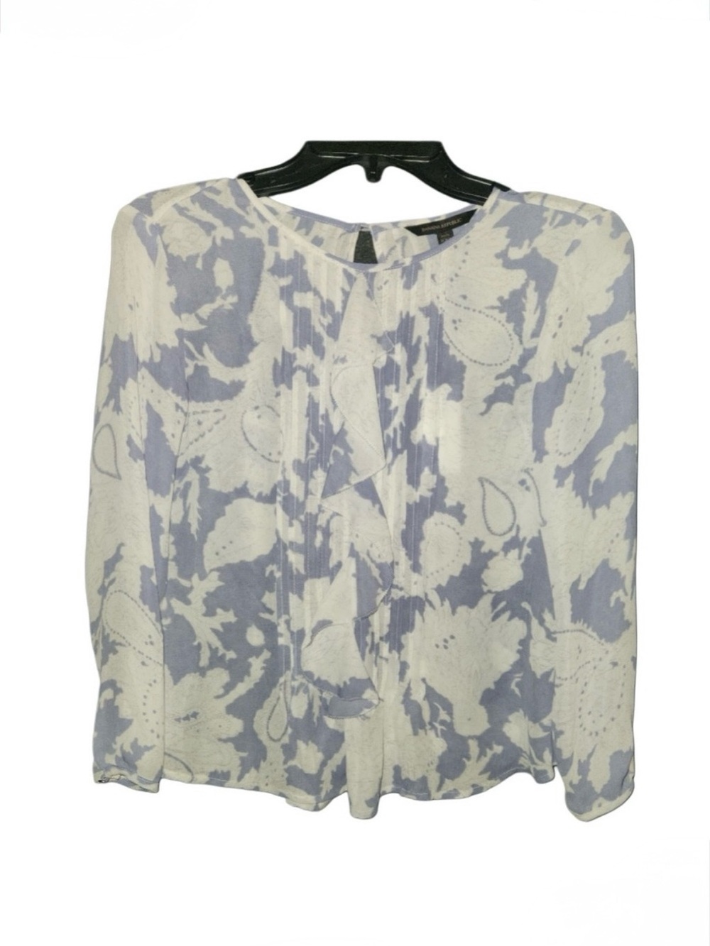 NWT Banana Republic Blue and White Pleated Blouse Size XXSP